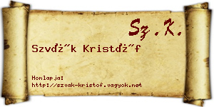 Szvák Kristóf névjegykártya