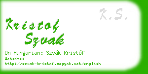 kristof szvak business card