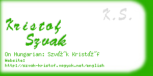 kristof szvak business card